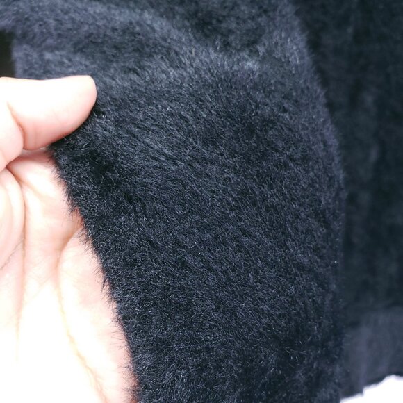 Halogen Women Black Mohair Fuzzy Cropped Soft Sweater Plus Size 100% Nylon - Picture 2 of 15